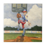 Azulejo De Cerâmica Baseball Pitcher sobre monte por Jay Throckmorton<br><div class="desc">É uma bola ou um controle deslizante? O que quer que seja, está chegando em você nesta peça incrível de Jay Throckmorton. Um arremessador de baseball comanda o monte, se enrolando para entregar uma jogada ao prato. Dê isto como presente ou pendura na sua parede e aproveite o passatempo dos...</div>