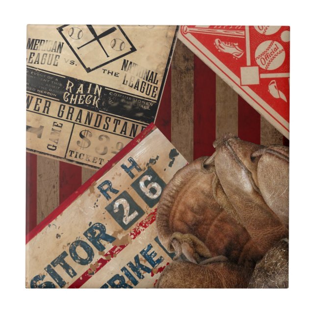 Azulejo De Cerâmica Basebol do vintage (Frente)