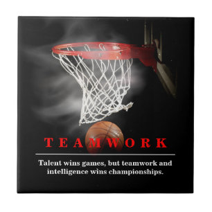 Azulejo De Cerâmica Basquete de Trabalho em Equipe Motivacional Inspir
