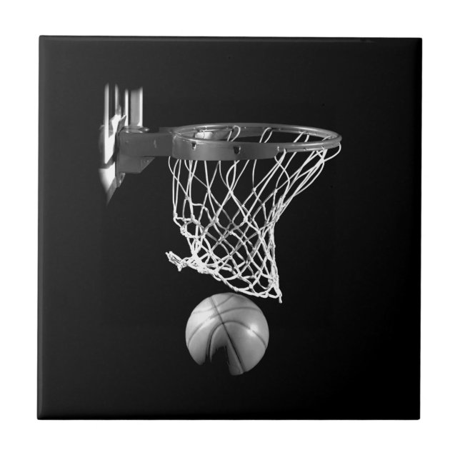 Azulejo De Cerâmica Basquete preto e branco (Frente)