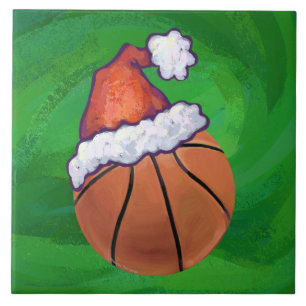 Azulejo De Cerâmica Basquete Santa Hat em Verde