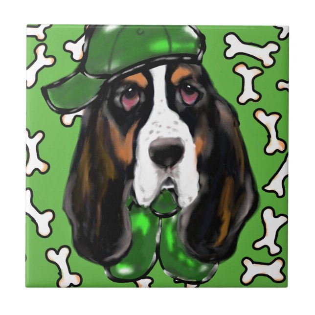 Azulejo De Cerâmica Basset Hound (Frente)