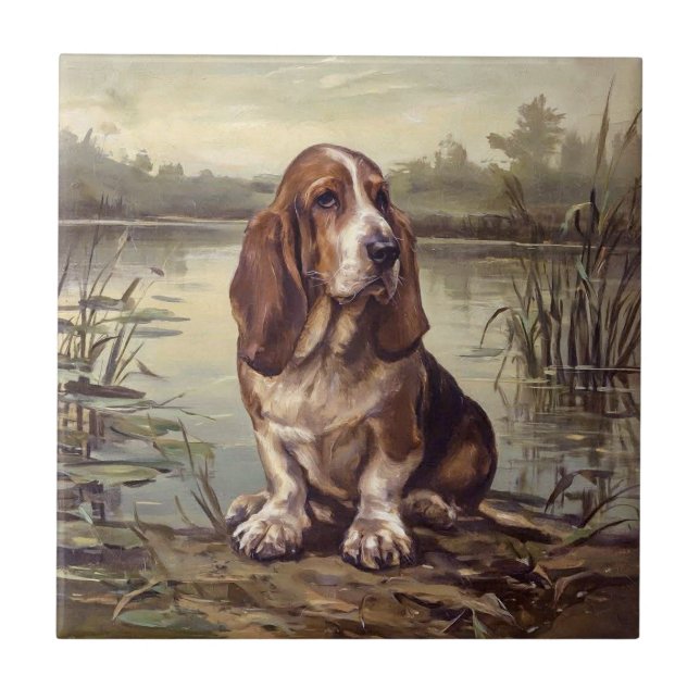 Azulejo De Cerâmica Basset Hound (Frente)