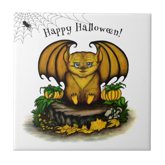Azulejo De Cerâmica Bat Bonito do Halloween (Frente)