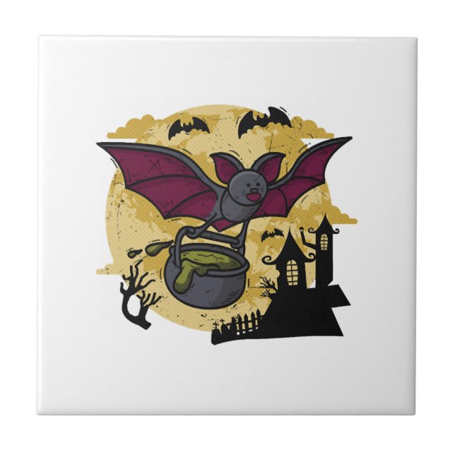 Azulejo De Cerâmica Bat Halloween (Frente)