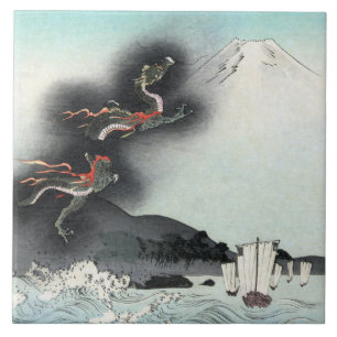 Azulejo De Cerâmica Batalha Naval Fúria do Dragão para o Monte Fuji, J