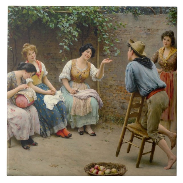 Azulejo De Cerâmica Bate-papo amigável (Frente)