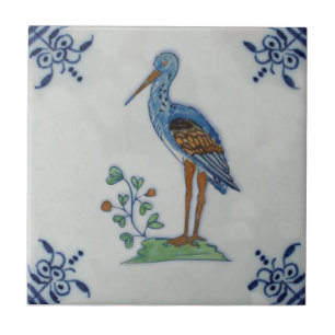 Azulejo De Cerâmica Bateria Polocromática Delft do século 18? Heron? R