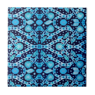 Azulejo De Cerâmica Batik Azul Tribal Africano