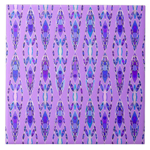 Azulejo De Cerâmica Batik tribal - lavanda, azul e violeta