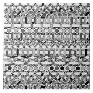 Azulejo De Cerâmica Batik tribal - máscaras do cinza/cinzas