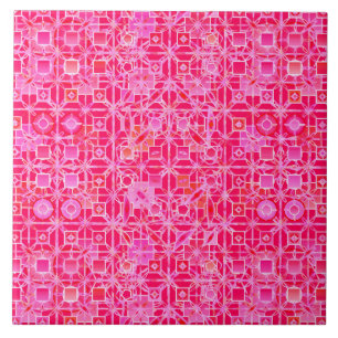 Azulejo De Cerâmica Batik tribal - máscaras do rosa fúcsia