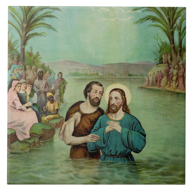 Azulejo De Cerâmica Batismo de Jesus Cristo (Frente)