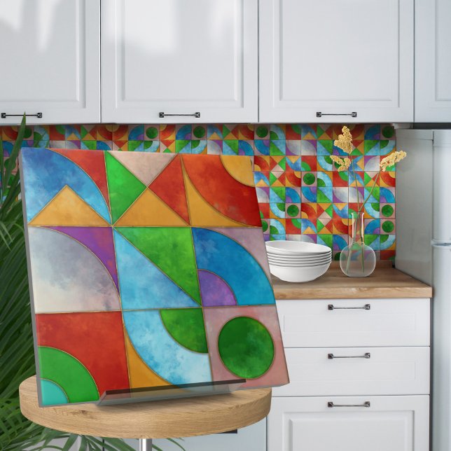 Azulejo De Cerâmica Bauhaus Watercolor abstrato N1 (Criador carregado)