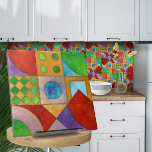 Azulejo De Cerâmica Bauhaus Watercolor abstrato N4