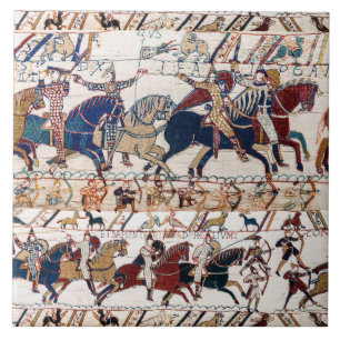AZULEJO DE CERÂMICA BAYEUX TAPESTRY 1066 KNIGHTS E ARQUIVOS NORMANOS