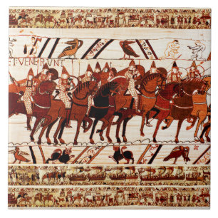 AZULEJO DE CERÂMICA BAYEUX TAPESTRY NORMAN ARMY, KNIGHTS HORSEBACK