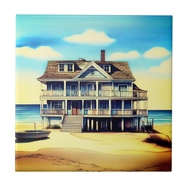 Azulejo De Cerâmica Beach House na areia (Frente)