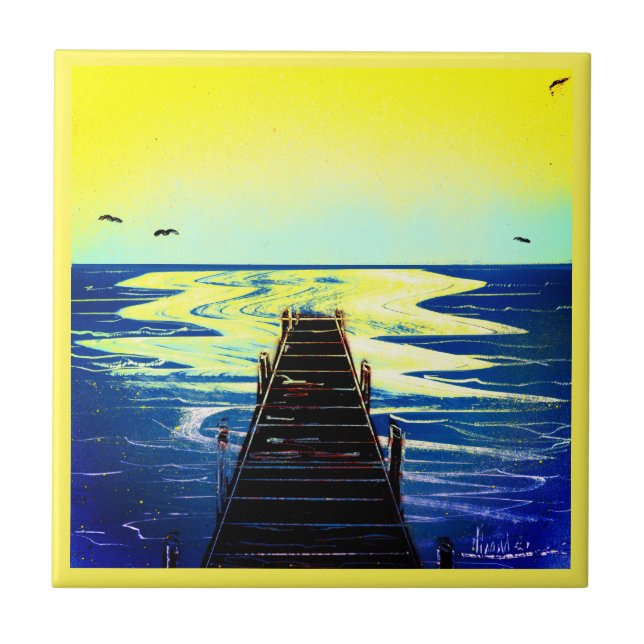 Azulejo De Cerâmica Beachfront Paradise (Frente)