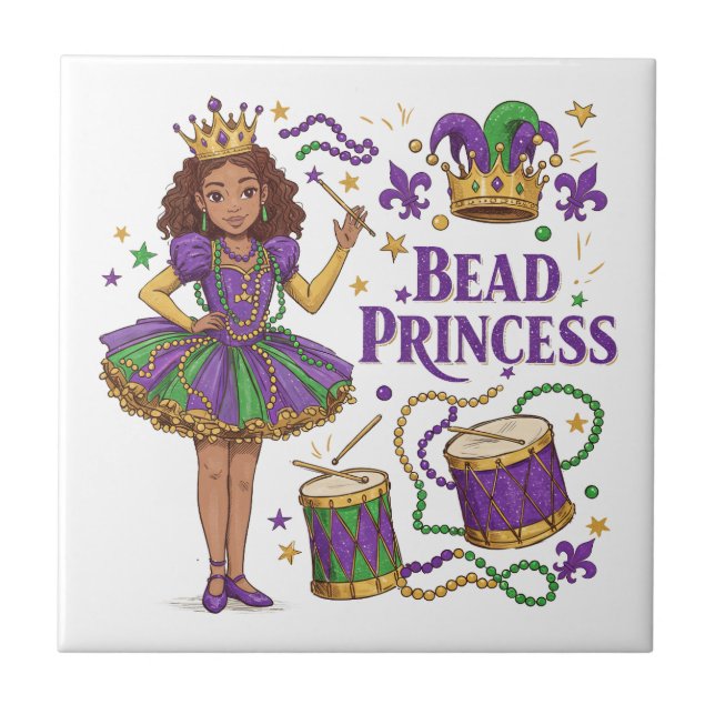 Azulejo De Cerâmica Bead Princess - Mardi Gras (Frente)