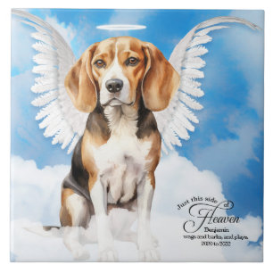 Azulejo De Cerâmica Beagle Angel Dog Memorial Personalizado Pet