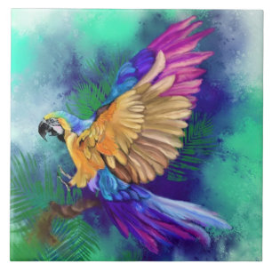 Azulejo De Cerâmica Beautiful Colorful Parrot Ceramic Tile