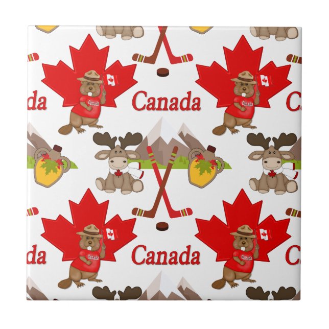 Azulejo De Cerâmica Beaver orgulhosamente canadense (Frente)
