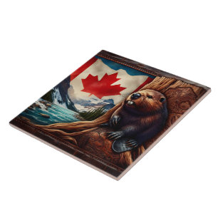 Azulejo De Cerâmica Beaver Por Rio Com Bandeira Canadiana
