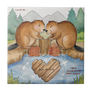Azulejo De Cerâmica Beavers no Amor