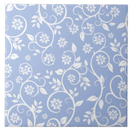 Azulejo De Cerâmica Bebê azul e padrão floral branco