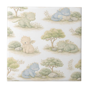Azulejo De Cerâmica Bebê Dragão Fofo Padrão Pastel Floresta (1)