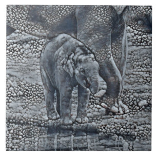 Azulejo De Cerâmica bebê engraçado do elefante da bolha