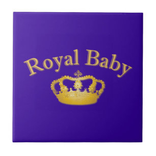 Azulejo De Cerâmica Bebê real com coroa dourada