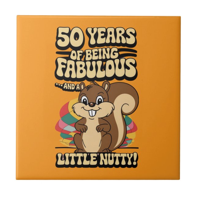 Azulejo De Cerâmica bebendo de esquilo do 50º aniversário (Frente)