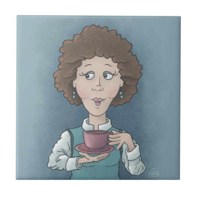 Azulejo De Cerâmica Bebendo Tea Cerâmica Azulejo (Frente)