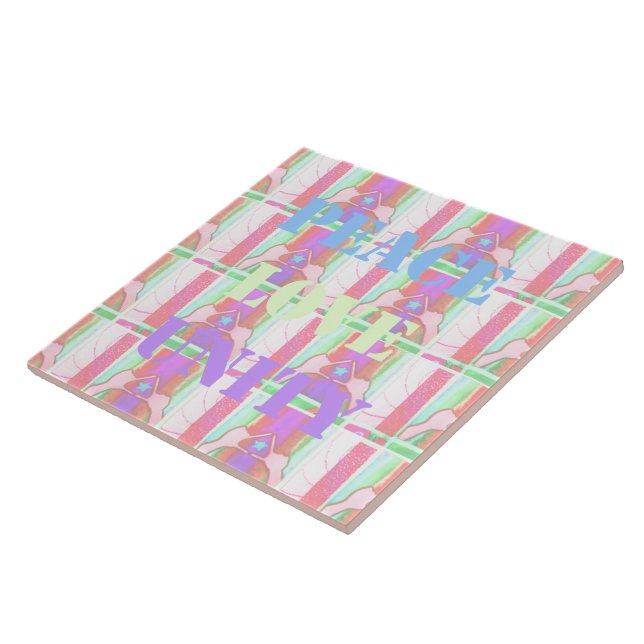 Azulejo De Cerâmica Bebês Crianças Paz Amor Unidade Hakuna Matata desi (Lateral)