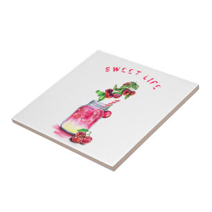 Azulejo De Cerâmica Bebida Legal com suco doce fresco - Fruta de Verã