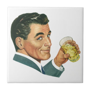 Azulejo De Cerâmica Bebidas de Coquetéis Antigos, Homem Bebendo Drinks