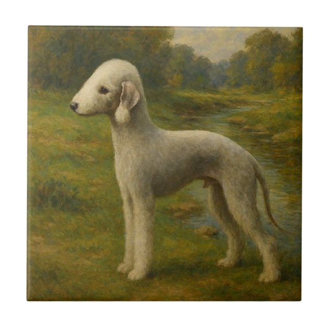 Azulejo De Cerâmica Bedlington Terrier (Frente)