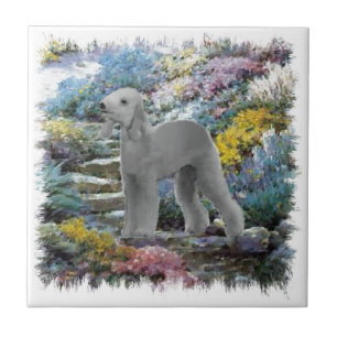 Azulejo De Cerâmica Bedlington Terrier Summer Garden Art