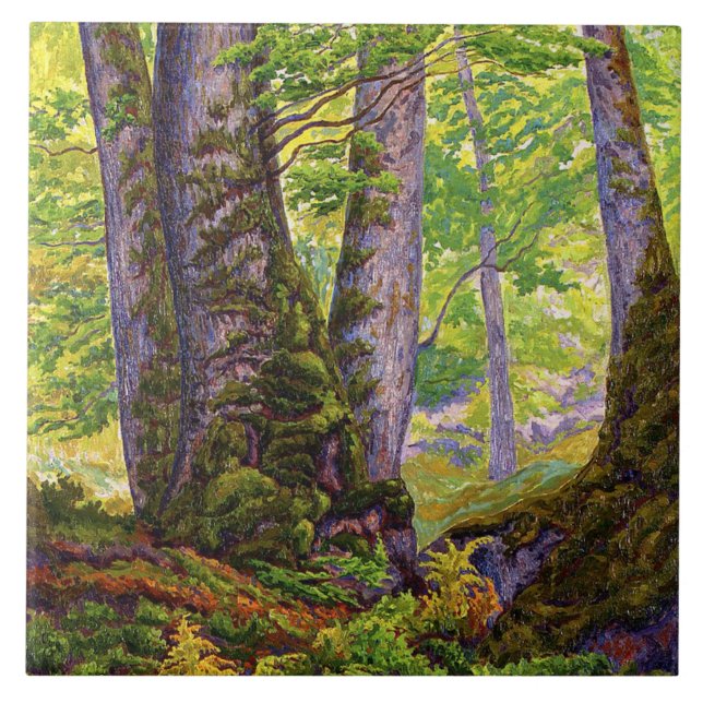 Azulejo De Cerâmica Beech Trees in the Forest (Woodland) (Paul Ranson) (Frente)