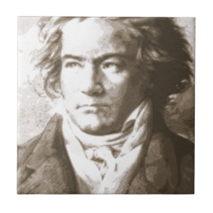 Azulejo De Cerâmica Beethoven Na Sepia