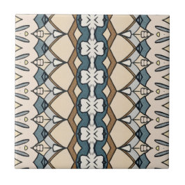 Azulejo De Cerâmica bege simétrico e único padrão azul