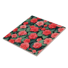 Azulejo De Cerâmica Begonia das flores cor-de-rosa