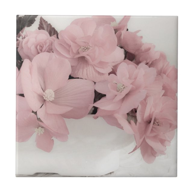 Azulejo De Cerâmica Begonias Rosa (Frente)