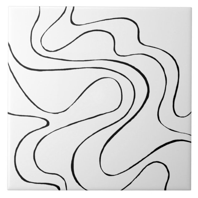 Azulejo De Cerâmica Bei e Fluxo 2 - Preto e Branco (Frente)