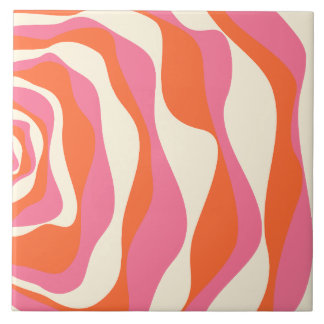Azulejo De Cerâmica Bei e Fluxo 4 - Rosa, Laranja e Creme