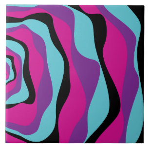 Azulejo De Cerâmica Bei e Fluxo 4 - Rosa, Púrpura, Azul e Preto