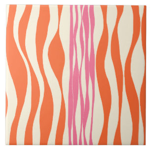 Azulejo De Cerâmica Bei e Fluxo - Rosa, Laranja e Creme
