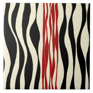 Azulejo De Cerâmica Bei e Fluxo - Vermelho e Creme